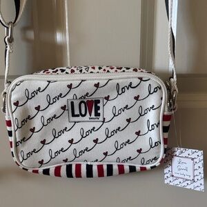 Brighton Women’s LOVE Script Crossbody Bag in White OS NWT